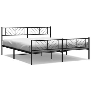 vidaXL Bedframe met hoofd- en voeteneinde metaal zwart 183x213 cm