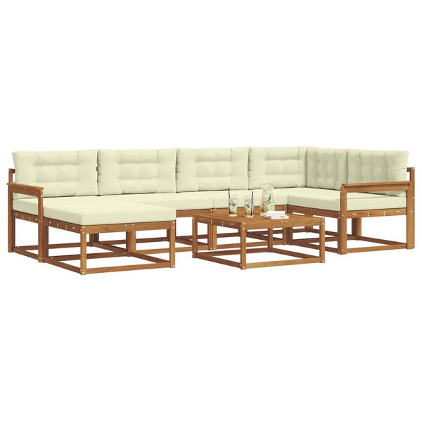 vidaXL Buiten bankenset met kussen 7 pcs Natuurlijk en Cr&egrave;me