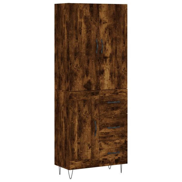 vidaXL Hoge kast 69,5x34x180 cm bewerkt hout gerookt eikenkleurig
