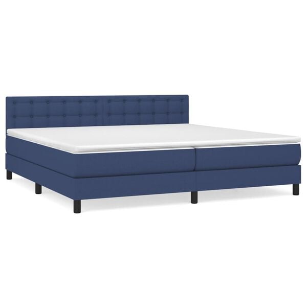 vidaXL Boxspring met matras stof blauw 200x200 cm