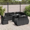 vidaXL 9-delige Loungeset met kussens poly rattan zwart