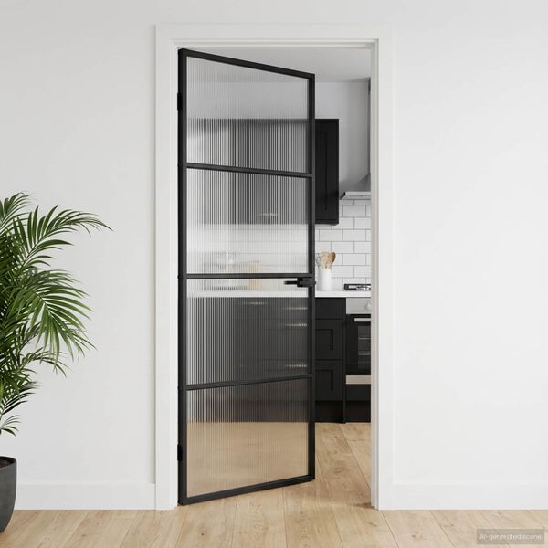 vidaXL Huisdeur 83 x 201,5 x 3,5 cm Aluminium en Gehard Glas