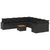vidaXL 11-delige Loungeset met kussens poly rattan zwart