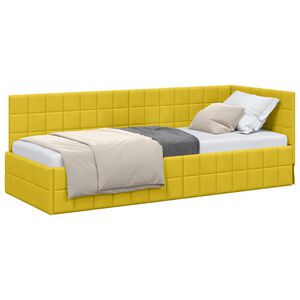 vidaXL Hoekbedframe met hoofdeinde Geel 80 cm x 200 cm Fluweel