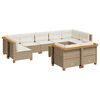 vidaXL 10-delige Loungeset met kussens poly rattan beige