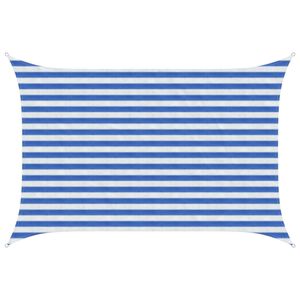 vidaXL Zonneschaduwzeil Blauw en Wit 2 x 2,5 m HDPE
