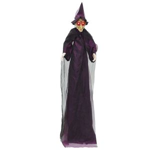 vidaXL Hangende Halloween-pratende heks Paars 216 x 125 cm Polyester