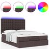 vidaXL Ottoman bed met matras en LED's 140x200cm stof donkerbruin
