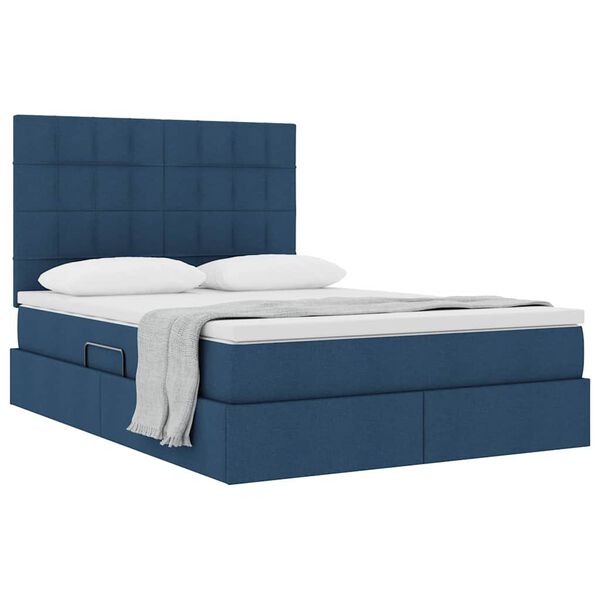 vidaXL Opslag bed met matras met matras Blauw 140 x 200 cm Polyester