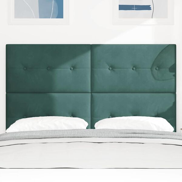 vidaXL Hoofdbord met hoofdeinde Donkergroen 144 cm Nep Leer