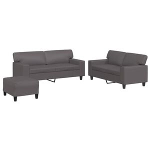 vidaXL 3-delige Loungeset kunstleer grijs