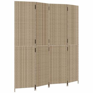 vidaXL Kamerscherm 4 panelen poly rattan beige