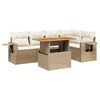vidaXL 6-delige Loungeset met kussens poly rattan beige