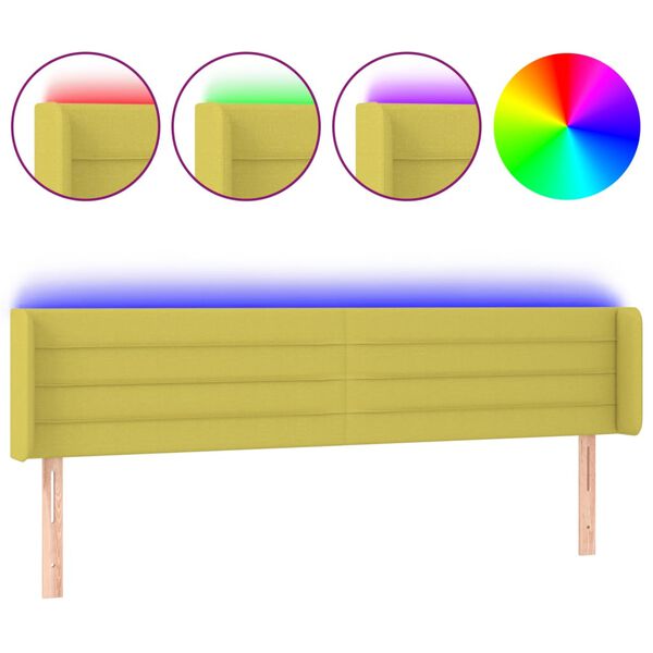 vidaXL Hoofdbord LED 163x16x78/88 cm stof groen