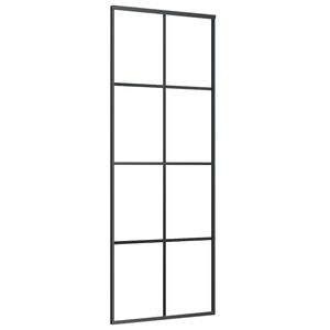vidaXL Schuifdeur 76x205 cm ESG-glas en aluminium zwart