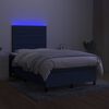 vidaXL Boxspring met matras en LED stof blauw 120x200 cm