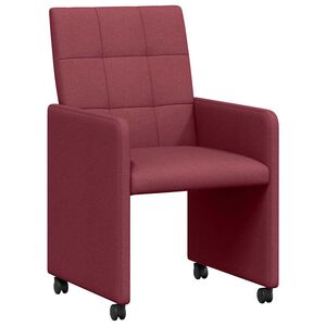 vidaXL Eetkamerstoelen met Wieltjes 2 st Stof Wijnrood 58 x 65 x 94 cm