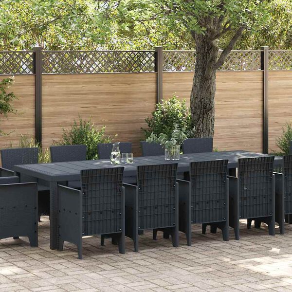 vidaXL Tuin Eetset 13 pcs Antraciet Kunststof