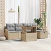 vidaXL Tuin Sofa Set met kussen met opslag 6 pcs Beige Poly riet