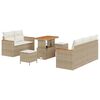 vidaXL Tuin Sofa Set met kussen met opslag Beige Poly riet