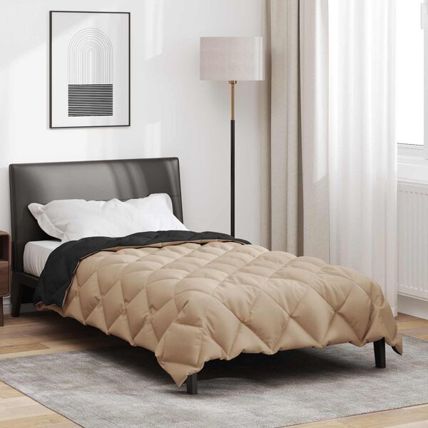 vidaXL Winter Dekbed Zwart en Taupe 220 x 135 cm Microfiber