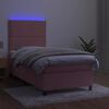 vidaXL Boxspring met matras en LED fluweel roze 80x200 cm