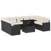 vidaXL 10-delige Loungeset met kussens poly rattan zwart