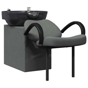 vidaXL Shampoo Stoel Donkergrijs en Zwart 136 x 60 x 92 cm Stof