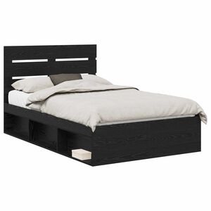 vidaXL Bedframe met hoofdeinde Zwart 120 x 190 cm Massief grenenhout
