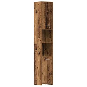 vidaXL Badkamerkast 30x30x183,5 cm bewerkt hout oud houtkleurig