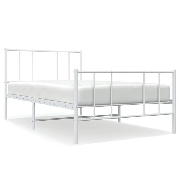 vidaXL Bedframe met hoofd- en voeteneinde metaal wit 90x200 cm