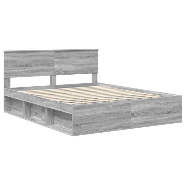 vidaXL Bedframe Grijs Sonoma 160 x 200 cm Massief grenenhout