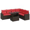 vidaXL 7-delige Loungeset met kussens poly rattan acacia grijs
