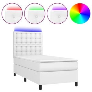 vidaXL Boxspring met matras en LED kunstleer wit 80x200 cm