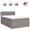 vidaXL Boxspring met matras stof taupe 160x200 cm