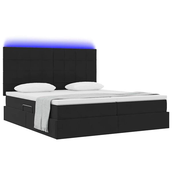 vidaXL Bed met LED-striplichten met opslag Zwart 180 x 200 cm Fluweel