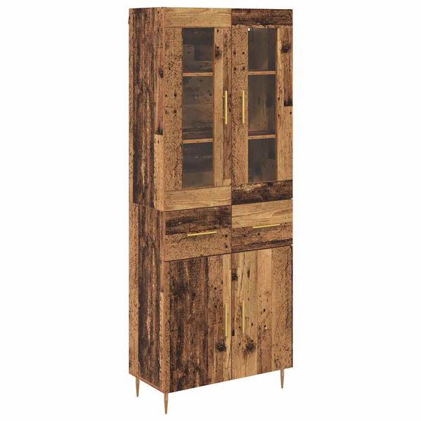 vidaXL Hoge kast met lade 2 pcs Oudhout Bewerkt hout