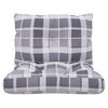 vidaXL Palletkussens 2 st ruitpatroon stof grijs