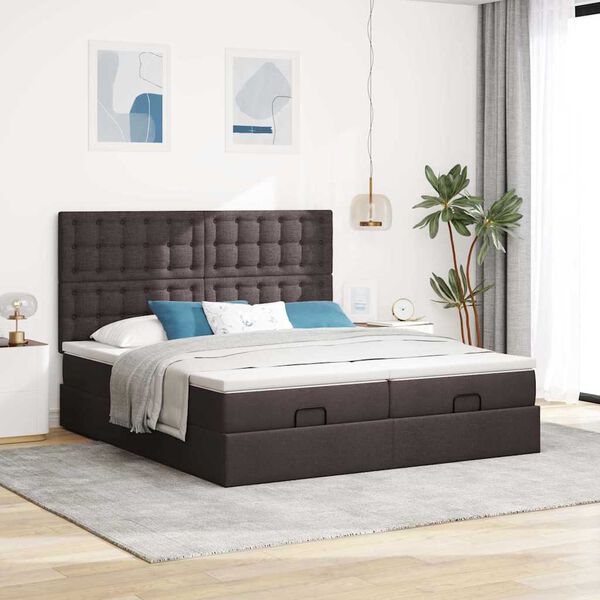 vidaXL Ottoman bed met matrassen 180x200cm stof donkerbruin