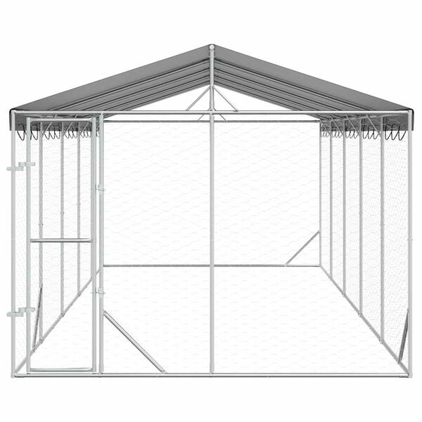 vidaXL Hondenkennel met dak 3x7,5x2,5 m gegalvaniseerd staal zilver