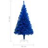 vidaXL Kunstkerstboom met verlichting en kerstballen 180 cm PVC blauw