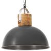 vidaXL Hanglamp industrieel rond E27 42 cm massief mangohout grijs