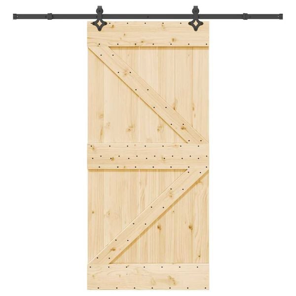 vidaXL Schuifdeur met beslag 95x210 cm massief grenenhout