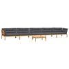 vidaXL 6-delige Loungeset pallet met kussens massief acaciahout