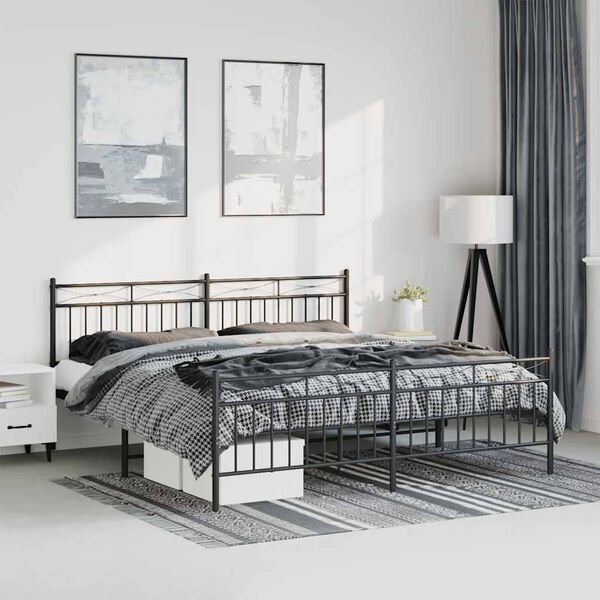 vidaXL Bedframe met hoofd- en voeteneinde metaal zwart 193x203 cm