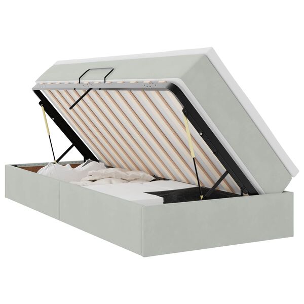 vidaXL Opbergbed met matras met matras Lichtgrijs 100 x 200 cm Fluweel