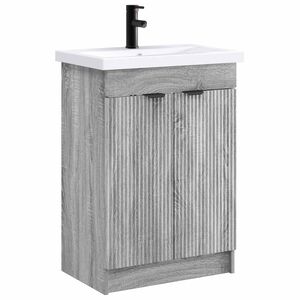 vidaXL Badkamermeubelset Grijs Sonoma 56 x 37,5 x 81 cm Bewerkt hout