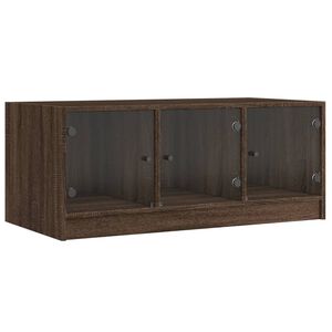 vidaXL Salontafel met glazen deuren 102x50x42 cm bruin eikenkleur