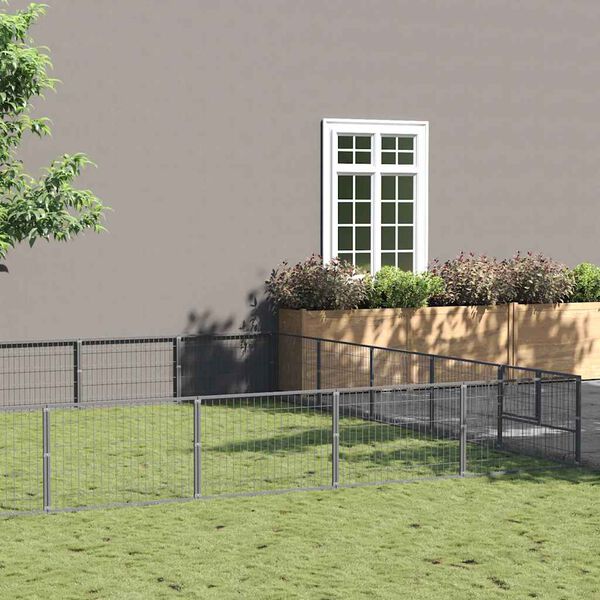 vidaXL Hondenkennel 40 m&sup2; staal zilverkleurig