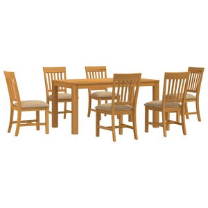 vidaXL Eetkamerset 7 st Beige Massief Eikenhout
